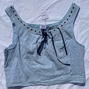 NWT Cotton On Blue Blouse with Ribbons